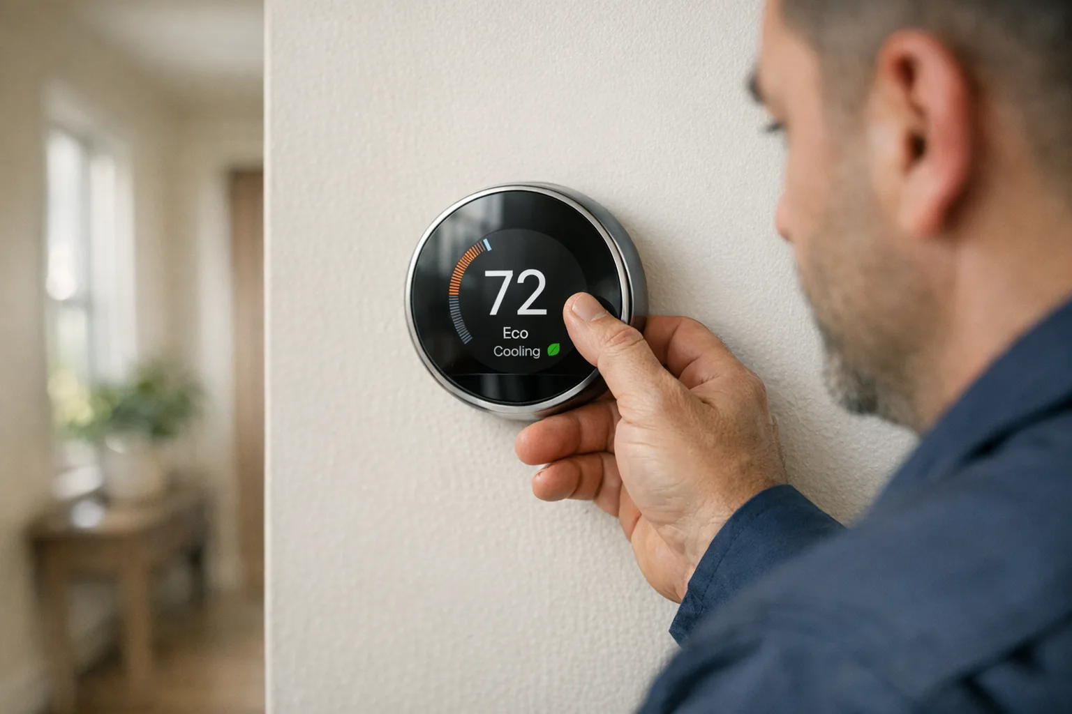 Smart thermostat upgrade for an energy efficient HVAC system in Austin.